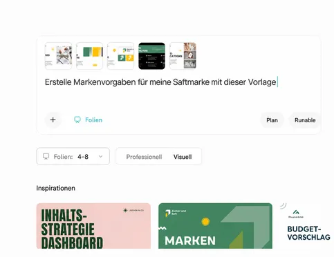 Beschreiben Sie Ihr Thema oder wählen Sie eine Slide-Vorlage