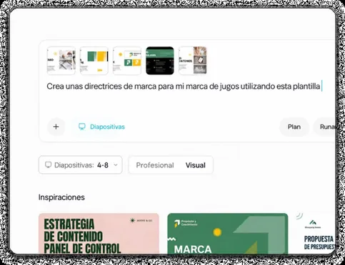 Describe tu tema o elige una plantilla de diapositiva