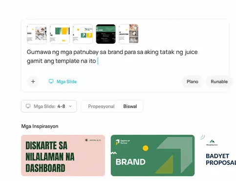 Ilarawan ang iyong paksa o pumili ng slide template