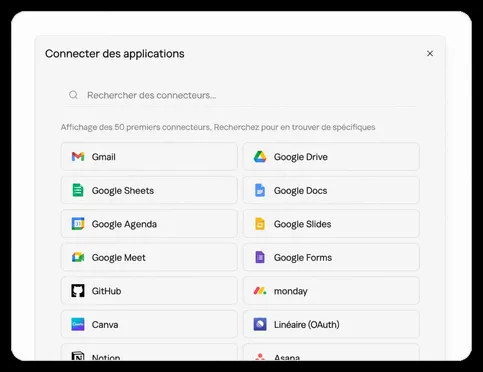 Parcourez plus de 3000 applications et autorisez-les en un clic