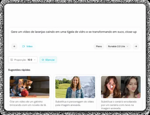 Descreva a sua cena ou carregue uma imagem de referência