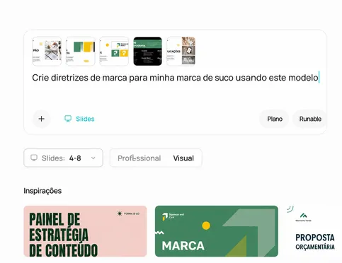 Descreva o seu tema ou escolha um modelo de diapositivo
