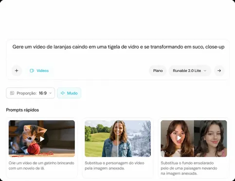 Descreva a sua cena ou carregue uma imagem de referência