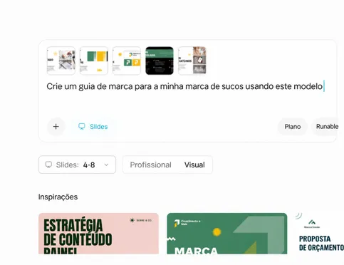 Descreva o seu tópico ou escolha um modelo de diapositivo
