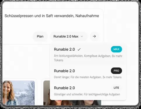 Wählen Sie ein KI-Modell und passen Sie Stil und Effekte an