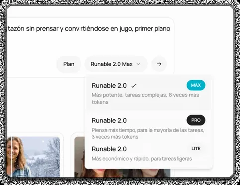 Elige un modelo de IA y personaliza el estilo y los efectos