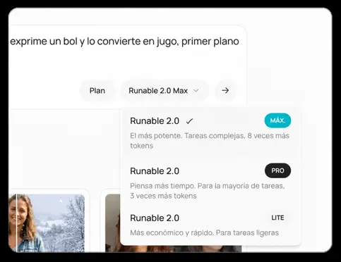 Elige un modelo de IA y personaliza el estilo y los efectos