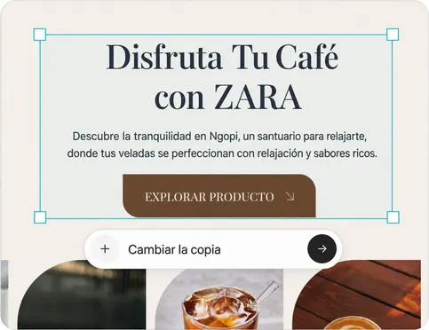 Personaliza el diseño, el texto y los elementos visuales con la ayuda de la IA