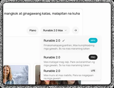 Pumili ng AI model at i-customize ang istilo at mga effect