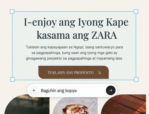 I-customize ang layout, kopya, at mga visual sa tulong ng AI