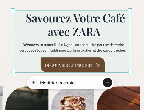 Personnalisez la mise en page, le contenu et les visuels avec l'aide de l'IA