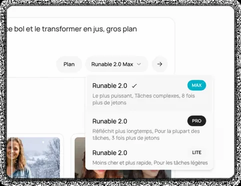 Choisissez un modèle d'IA et personnalisez le style et les effets