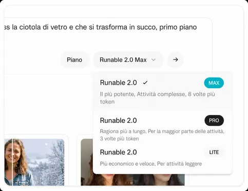 Scegli un modello IA e personalizza stile ed effetti