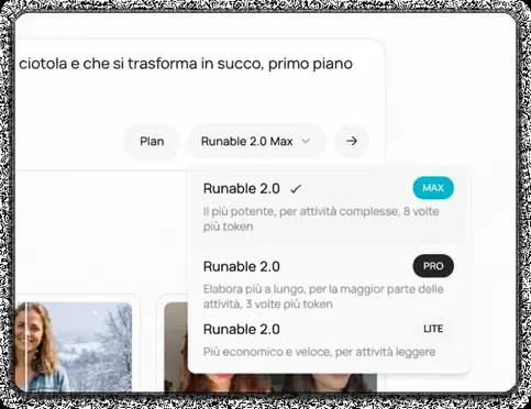 Scegli un modello IA e personalizza stile ed effetti
