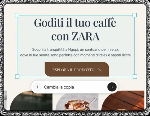 Personalizza layout, testi e contenuti visivi con l'assistenza dell'IA