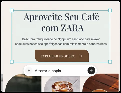 Personalize o layout, texto e elementos visuais com assistência da IA