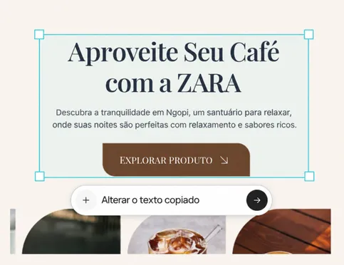 Personalize o layout, o texto e os visuais com assistência de IA