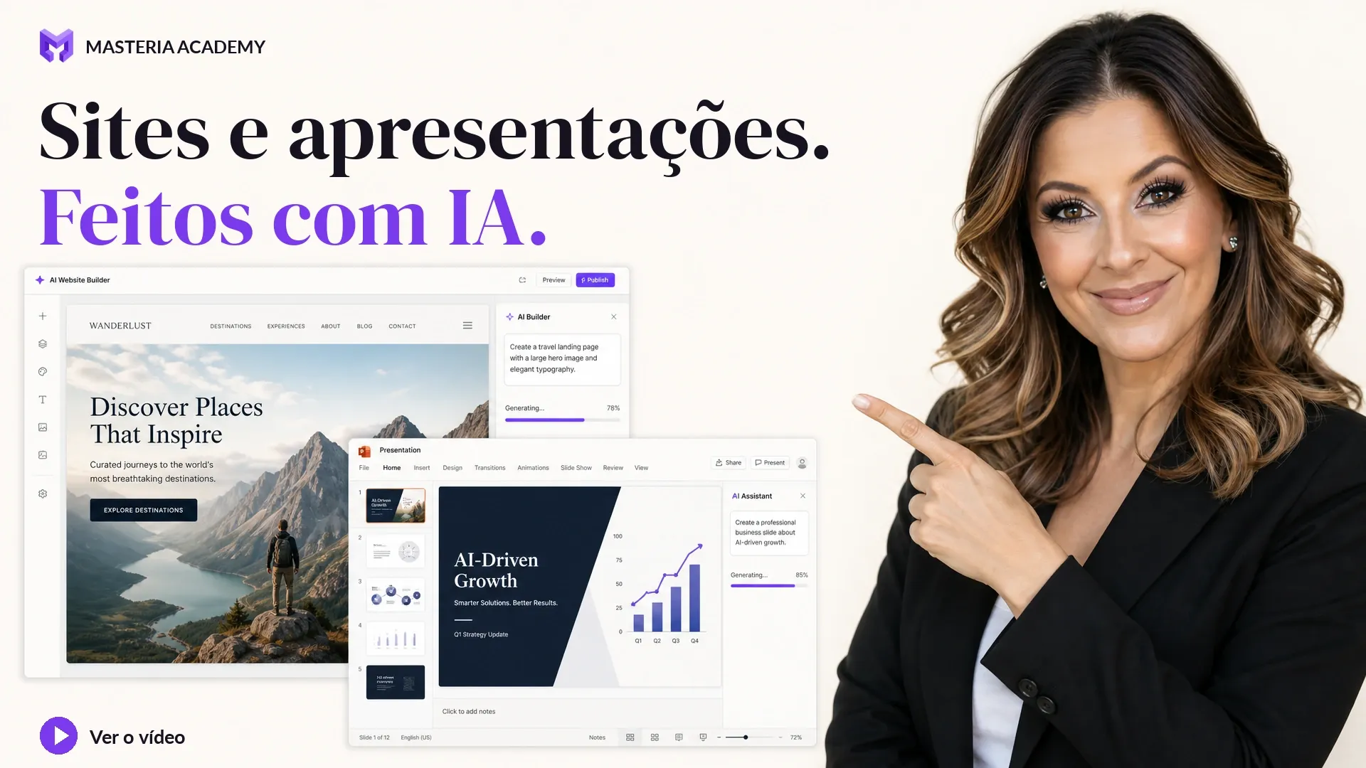 Sites e apresentações feitos com IA — MasterIA Academy