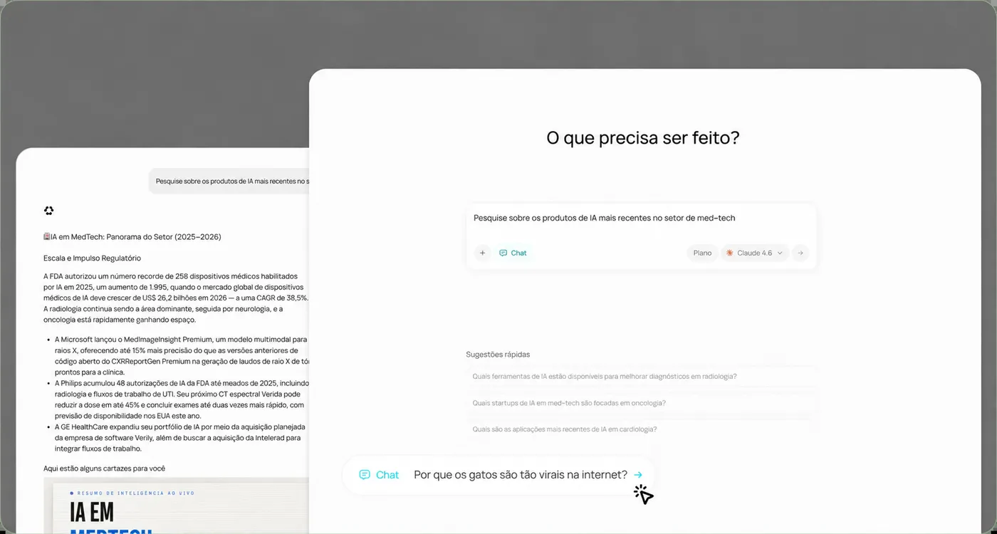 Converse com IA usando texto, voz, imagens e ficheiros