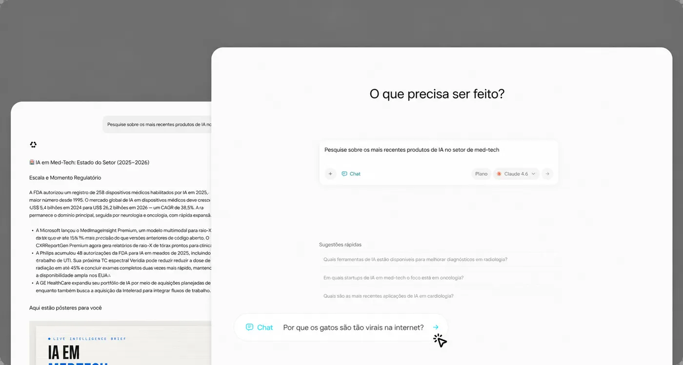 Fale com a IA usando texto, voz, imagens e ficheiros