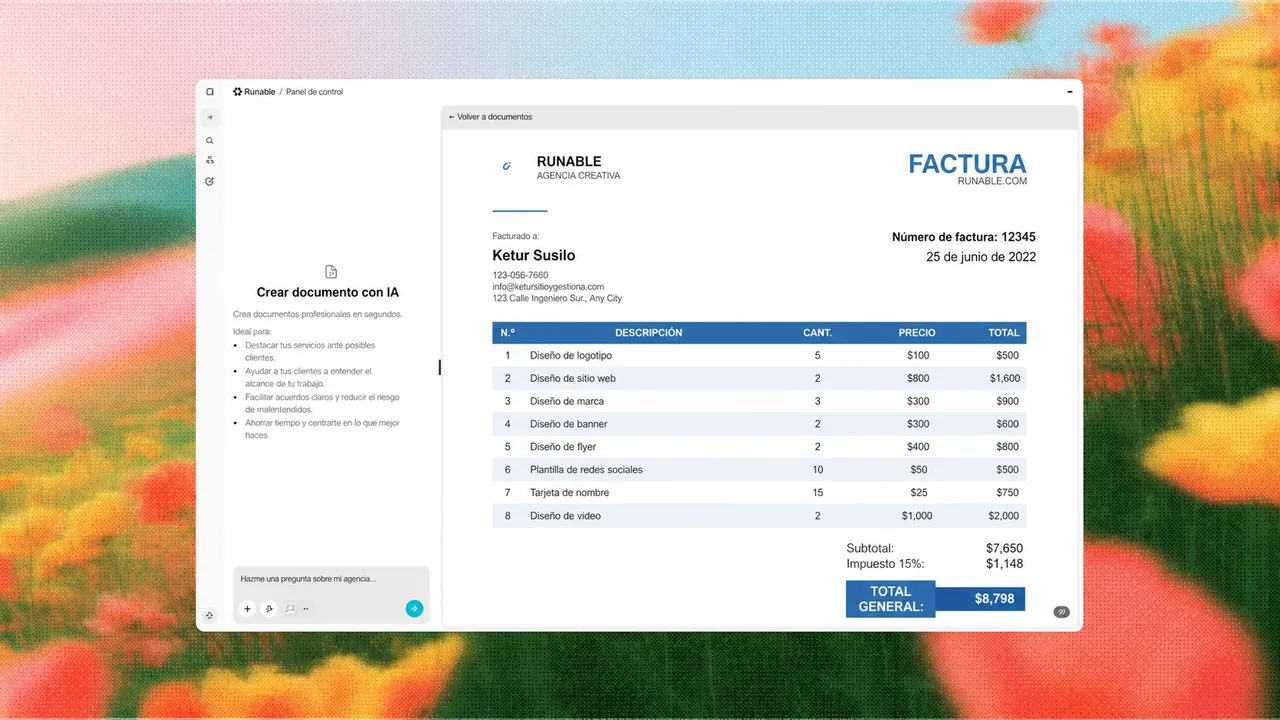 Interfaz de creación de documentos