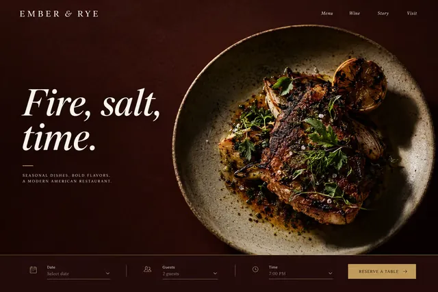 Ember & Rye website example