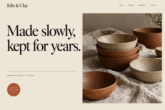 Kiln & Clay website example