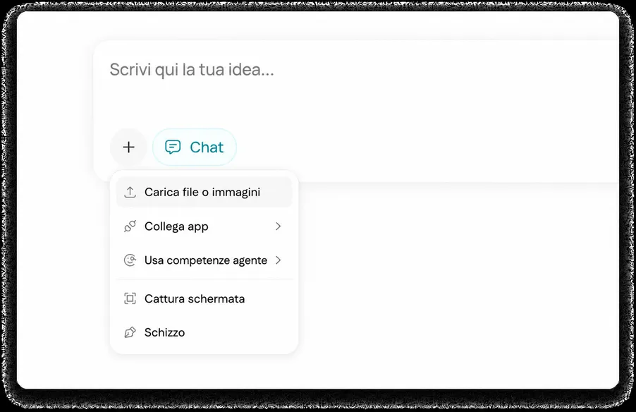 Chat AI che comprende testo, immagini, file e altro