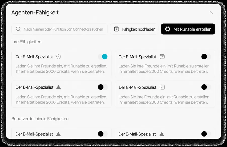 Integrierte Skills für jedes Artefakt