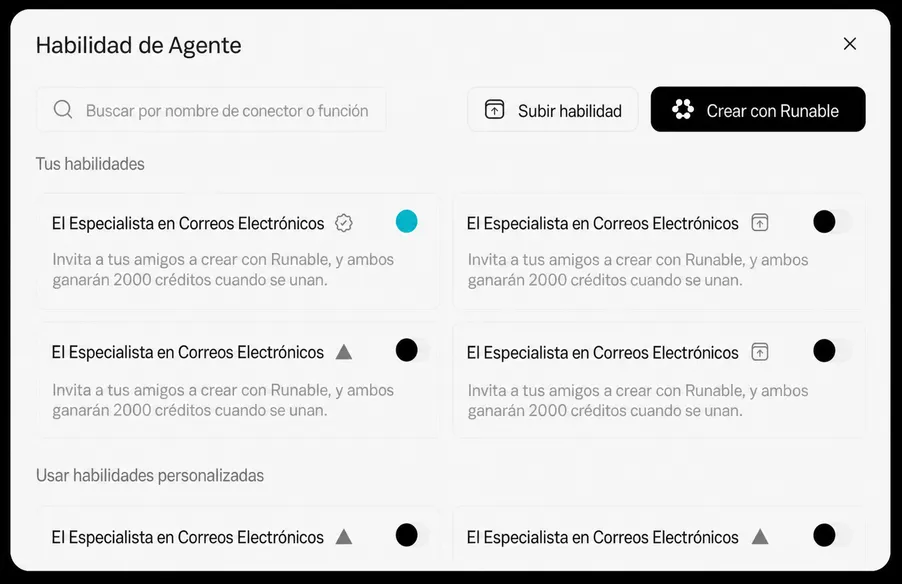Habilidades integradas para cada producto