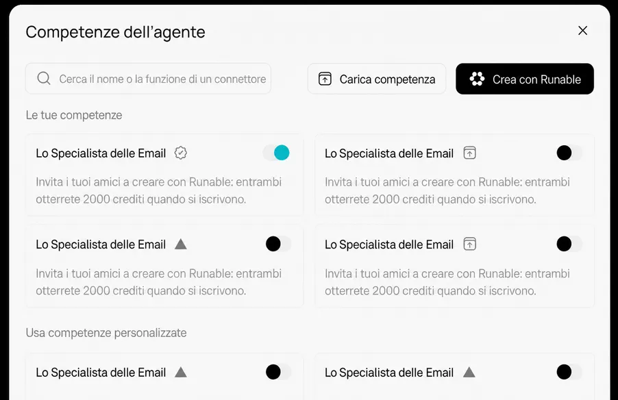 Competenze integrate per ogni artefatto