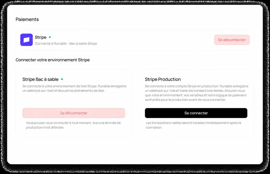Paiements Stripe et base de données intégrés