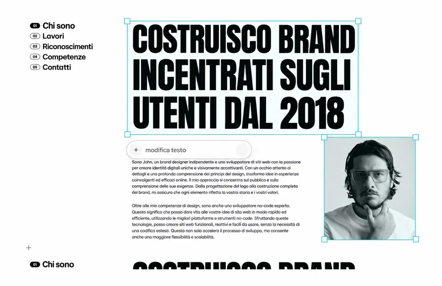 Editor slide visivo con modifiche AI