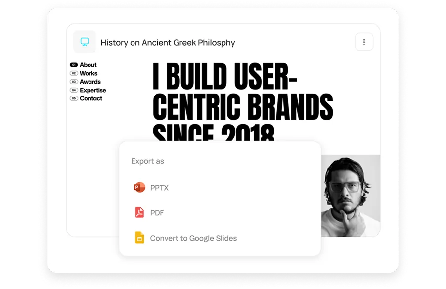 Exportation vers PowerPoint, PDF et Google Slides