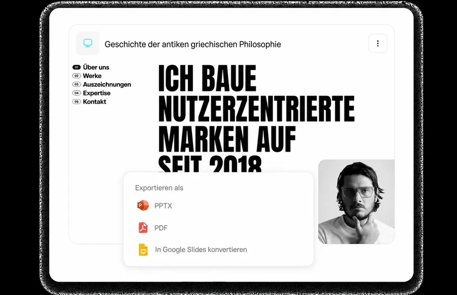Export für PowerPoint, PDF & Google Slides