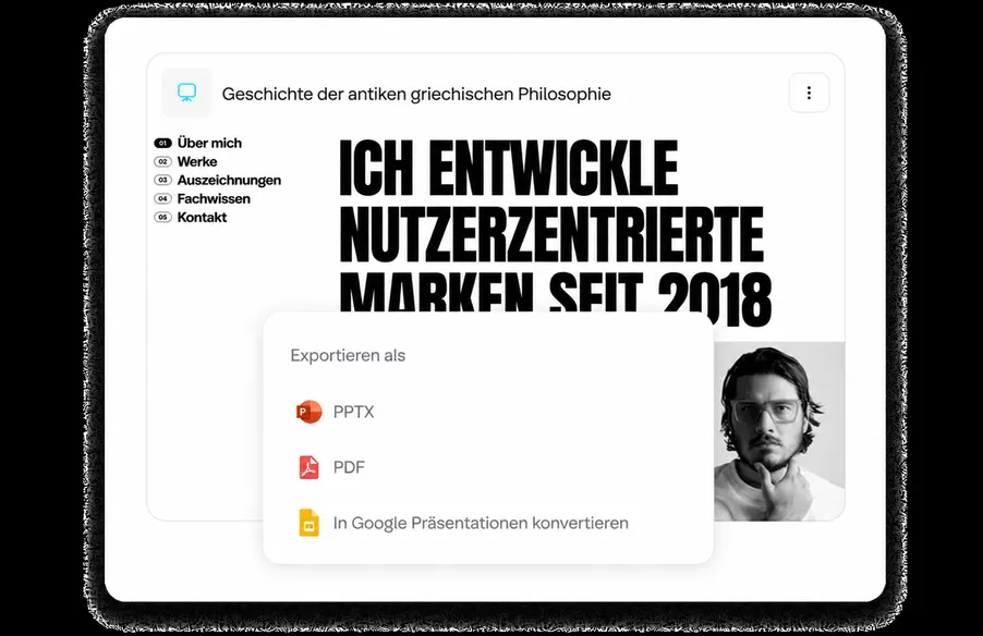 Export als PowerPoint, PDF & Google Slides