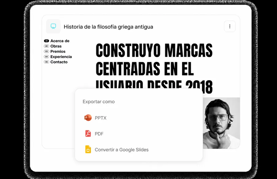 Exportación a PowerPoint, PDF y Google Slides