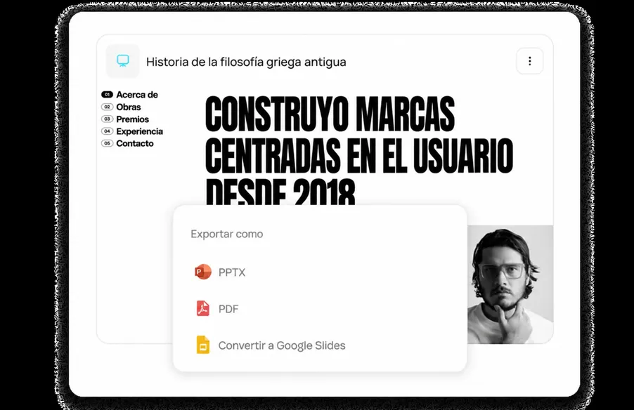 Exportación a PowerPoint, PDF y Google Slides