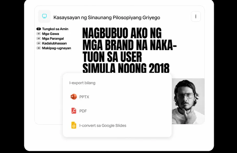 I-export sa PowerPoint, PDF at Google Slides