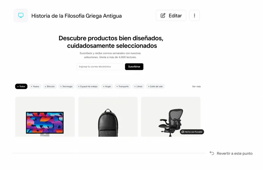 Control de versiones y reversión con un clic