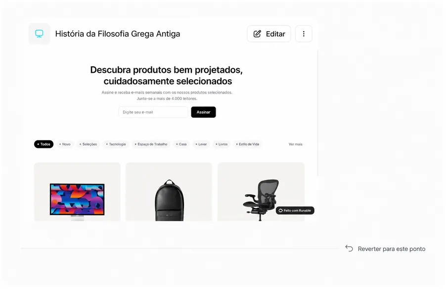 Controle de Versão e Reversão com Um Clique