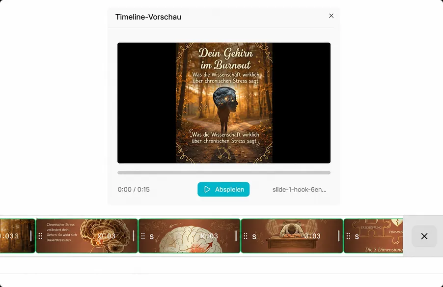 Integrierter Timeline-Editor – Videoclips sequenzieren & kombinieren