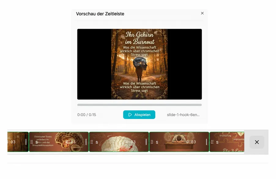 Integrierter Timeline-Editor – Videoclips anordnen & kombinieren