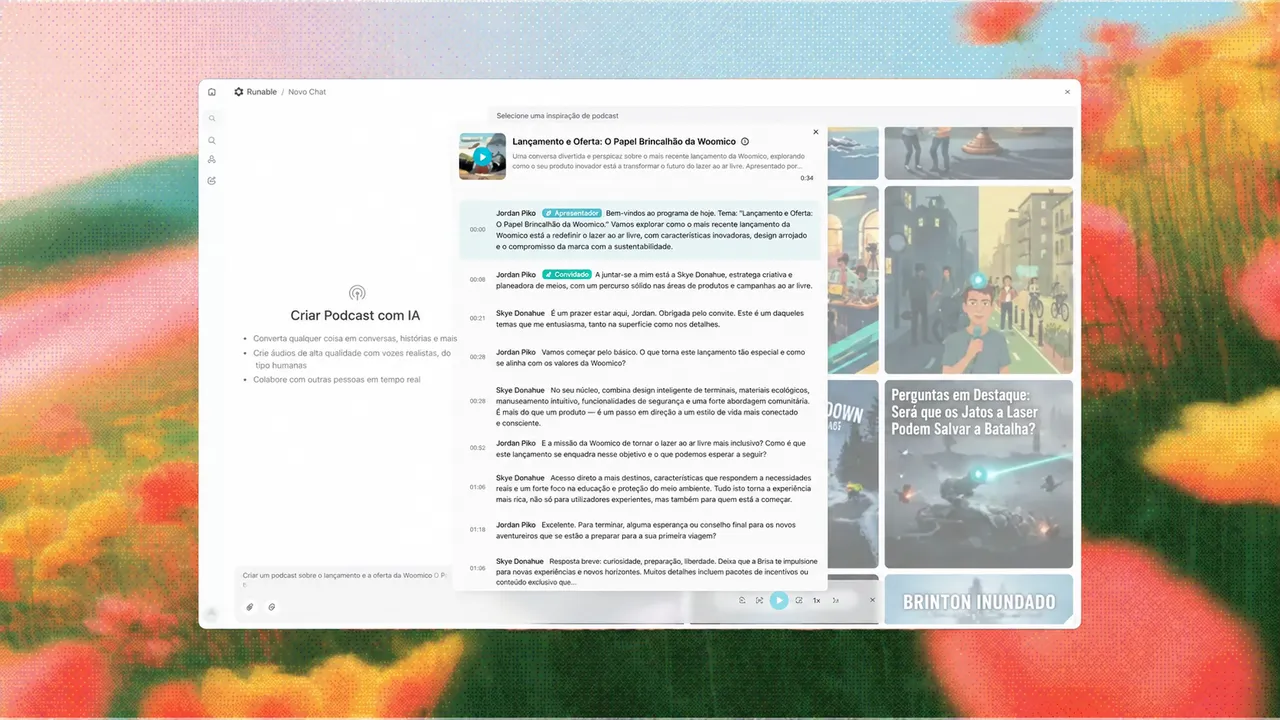 Interface de criação de podcasts