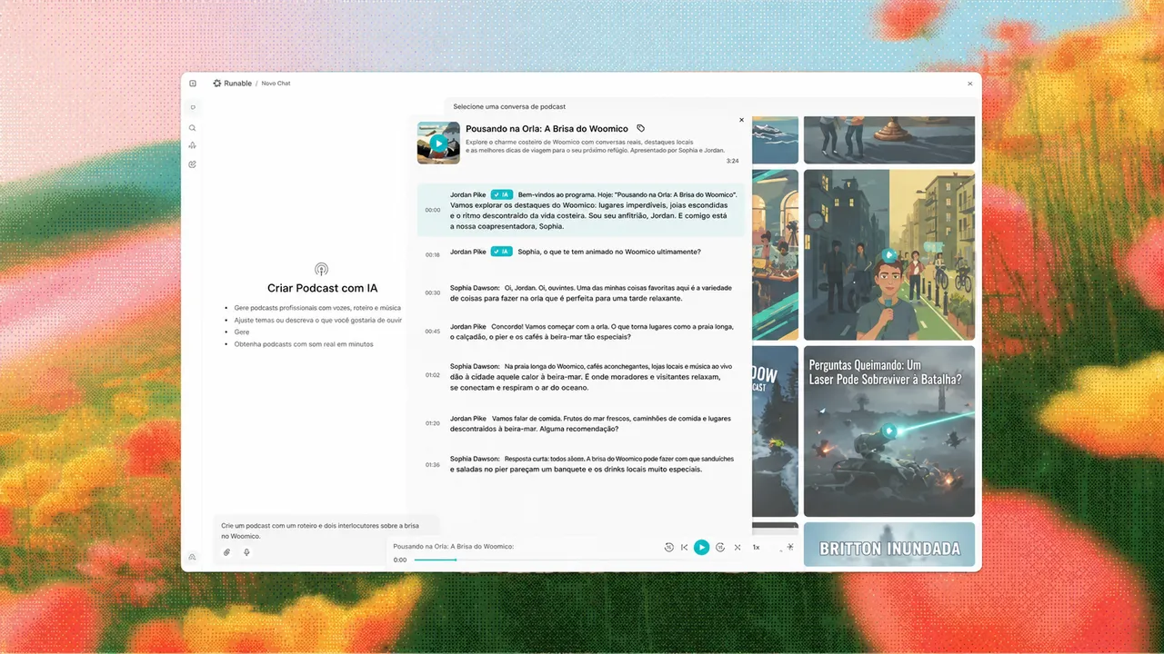 Interface de criação de podcasts