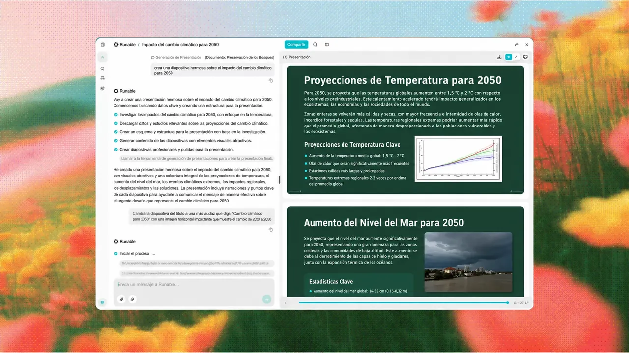 Interfaz de creación de diapositivas