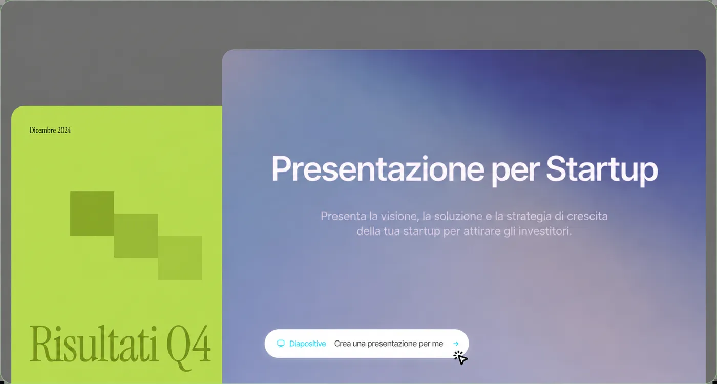 Crea presentazioni sbalorditive in pochi secondi, non ore