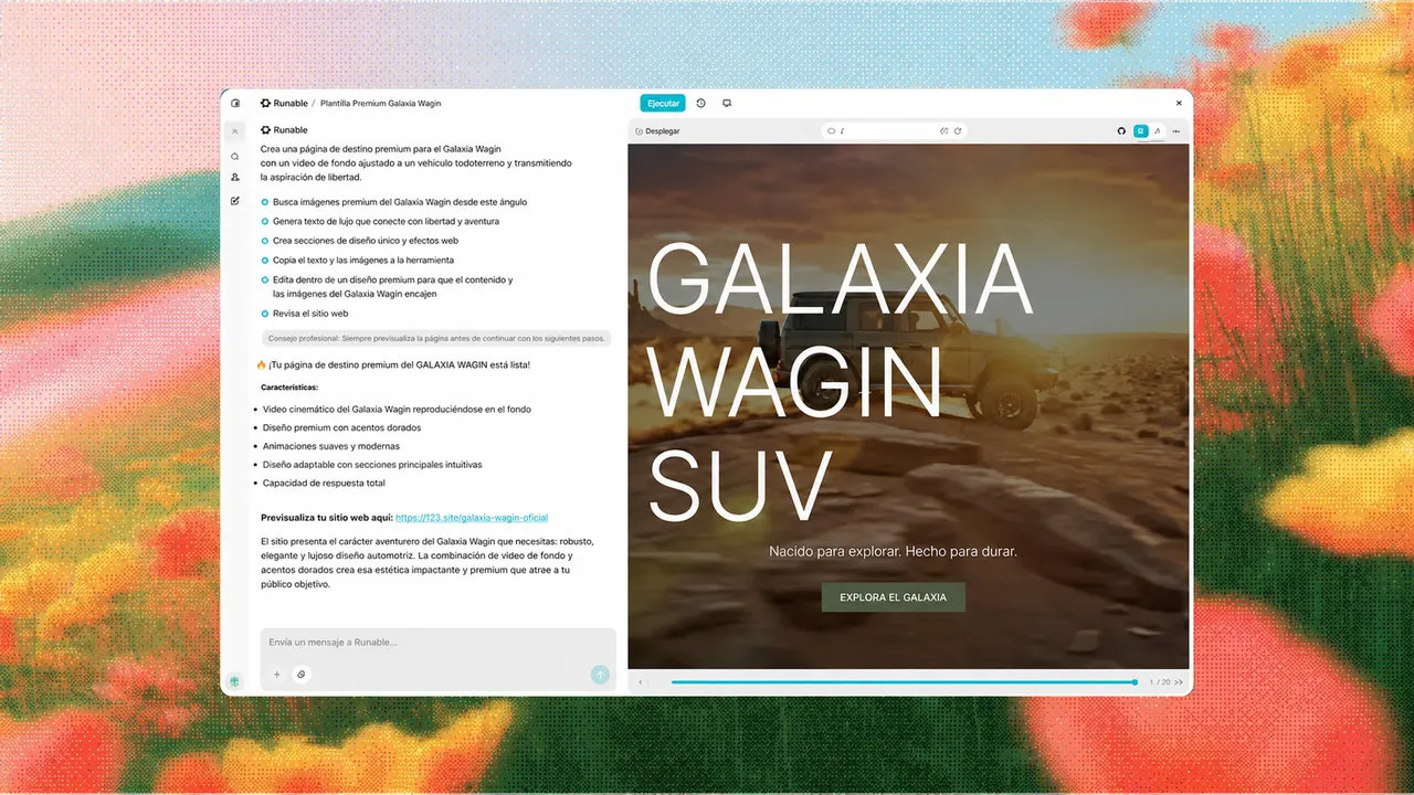 Interfaz de creación de aplicaciones web