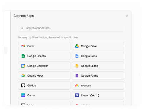 Browse 3000+ apps and authorize in one click