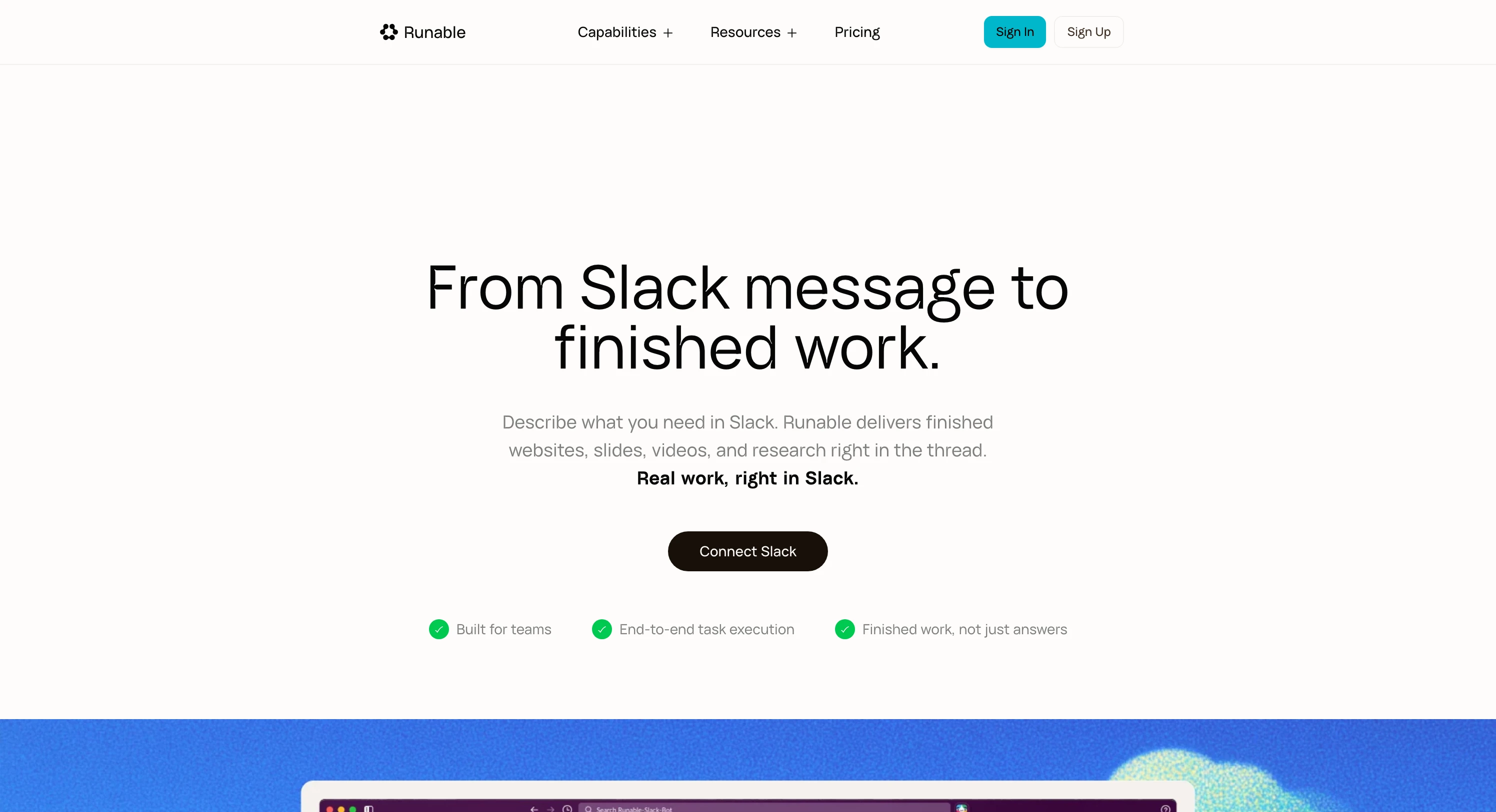 Start from Runable for Slack